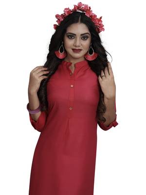 Pink plain rayon kurti 3