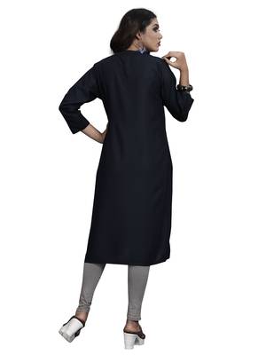 Blue plain rayon kurti 4