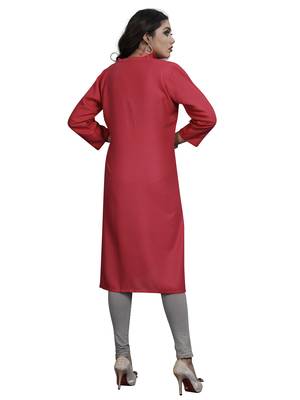 Pink plain rayon kurti 4