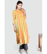 Multi Colour Button Down Khadi Cotton Kurta