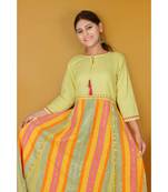 Multi Green Taisal Khadi Cotton Kurta