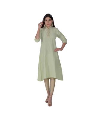Leafy Green Kurta With Gota Patti Work In Khadi Cotton 1