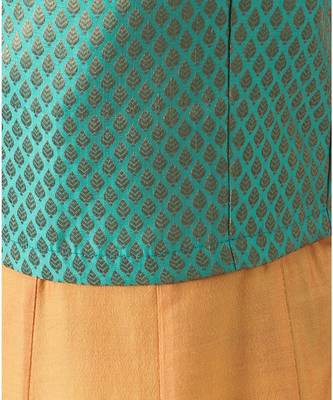 green woven brocade kids lehenga choli 3