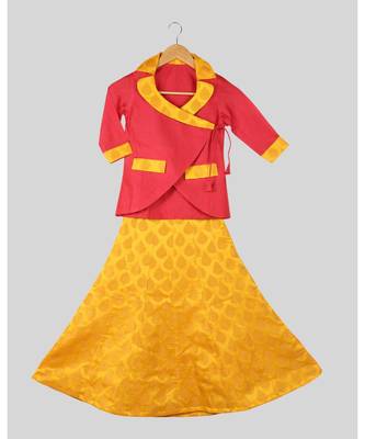 pink plain art silk kids lehenga choli 1
