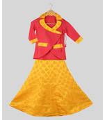 pink plain art silk kids lehenga choli