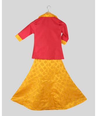 pink plain art silk kids lehenga choli 4