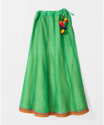 orange woven brocade kids lehenga choli 4