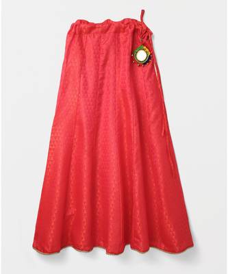 orange plain art silk kids lehenga choli 4