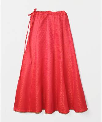 orange plain art silk kids lehenga choli 5