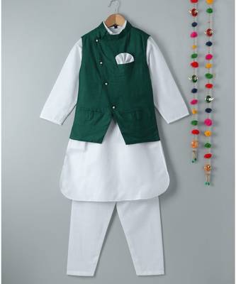 white plain linen boys kurta pyjama 2