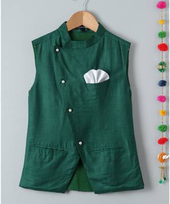 white plain linen boys kurta pyjama 5