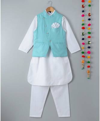 white plain linen boys kurta pyjama 1