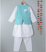 white plain linen boys kurta pyjama