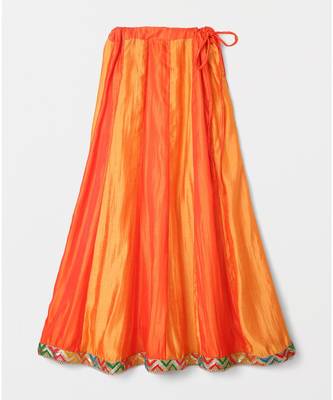 red plain art silk kids lehenga choli 2
