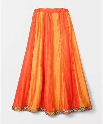 red plain art silk kids lehenga choli 3
