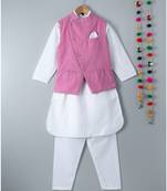 white plain cotton boys kurta pyjama