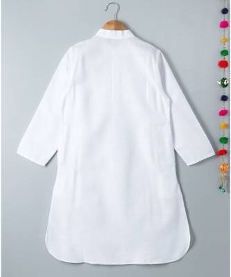 white plain cotton boys kurta pyjama 4