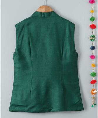 green plain tussar boys kurta 2