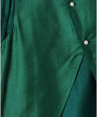 green plain tussar boys kurta 3