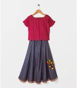 pink plain cotton kids lehenga choli