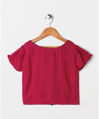 pink plain cotton kids lehenga choli 3