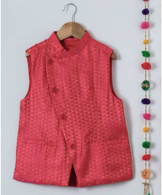 orange plain cotton boys kurta 4