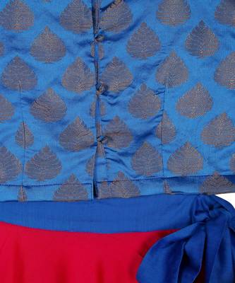 blue woven brocade kids lehenga choli 4