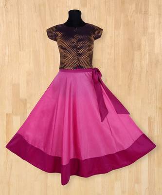 purple woven brocade kids lehenga choli 1