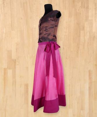 purple woven brocade kids lehenga choli 4