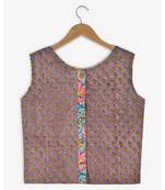 brown printed cotton kids tops