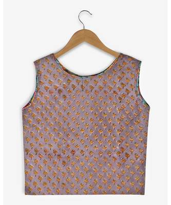 brown printed cotton kids tops 4