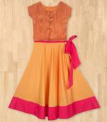 orange woven brocade kids lehenga choli