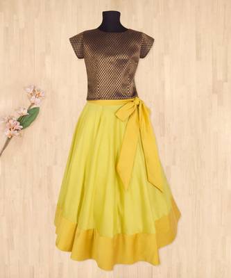 black woven brocade kids lehenga choli 5