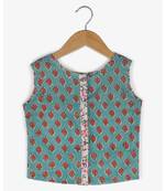 green printed cotton kids tops