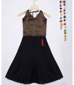 black woven brocade kids lehenga choli