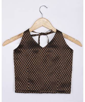 black woven brocade kids lehenga choli 5