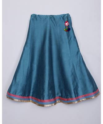 pink woven brocade kids lehenga choli 3