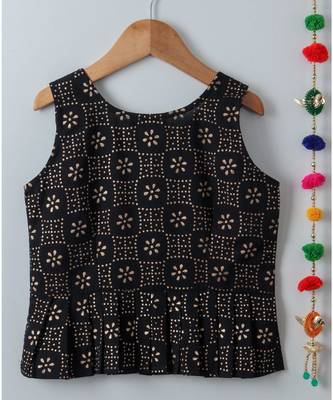 black printed cotton kids tops 3