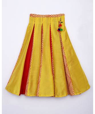 red plain cotton kids lehenga choli 3