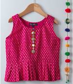 pink printed cotton kids tops