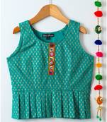 green printed cotton kids tops