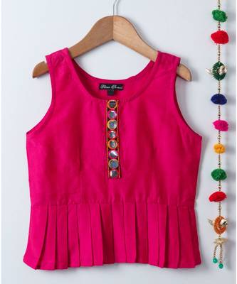 pink plain cotton kids tops 1