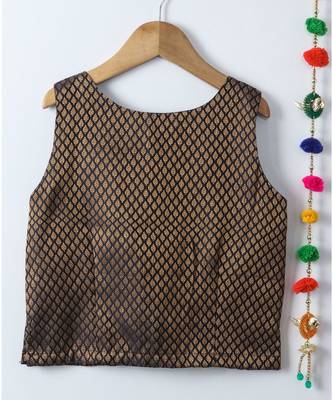 black woven brocade kids tops 1