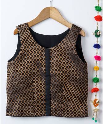 black woven brocade kids tops 3