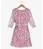 white printed net kids frocks