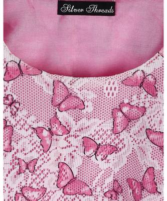 white printed net kids frocks 2