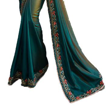 Grey embroidered faux georgette saree with blouse 4