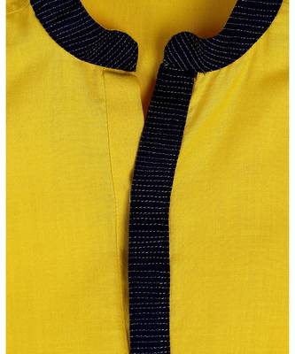 yellow plain cotton  kids kurtis 3