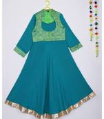 green plain rayon kids kurtis