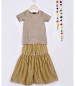 brown woven crepe kids salwar suit